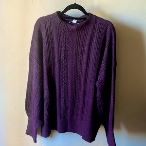 Liz Claiborne eggplant knitted sweater, extra soft to the touch and comfortable.